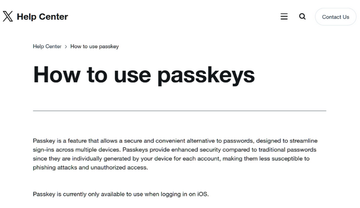 下冶镇苹果维修店铺分享iOS用户如何通过通行密钥(Passkey)登录 